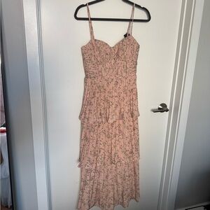 Lulu's Pink Floral Midi Dress